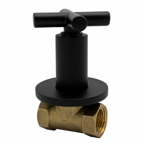 Aloni Cross robinet d’arrêt encastré 1/2 × 1/2 — noir mat