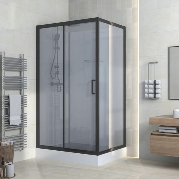 Cabine de douche kit complet 110x80 verre fumé