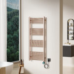 BELRAD SÈCHE-SERVIETTES ÉLECTRIQUE – AVEC THERMOSTAT NUMÉRIQUE PROGRAMMABLE – SMART WIFI - RACCORD À DROITE – 700W – 1200X500 MM – CUIVRE BROSSÉ