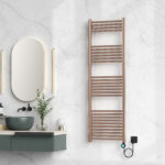 BELRAD SÈCHE-SERVIETTES ÉLECTRIQUE – AVEC THERMOSTAT NUMÉRIQUE PROGRAMMABLE – SMART WIFI - RACCORD À DROITE – 900W – 1600X500 MM – CUIVRE BROSSÉ