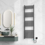 BELRAD SÈCHE-SERVIETTES ÉLECTRIQUE – AVEC THERMOSTAT NUMÉRIQUE PROGRAMMABLE – SMART WIFI - RACCORD À DROITE – 900W – 1600X500 MM – GUNMETAL