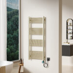 BELRAD SÈCHE-SERVIETTES ÉLECTRIQUE – AVEC THERMOSTAT NUMÉRIQUE PROGRAMMABLE – SMART WIFI - RACCORD À DROITE – 700W – 1200X500 MM – OR BROSSÉ