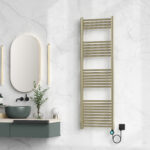 BELRAD SÈCHE-SERVIETTES ÉLECTRIQUE – AVEC THERMOSTAT NUMÉRIQUE PROGRAMMABLE – SMART WIFI - RACCORD À DROITE – 900W – 1600X500 MM – OR BROSSÉ