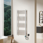 BELRAD SÈCHE-SERVIETTES ÉLECTRIQUE – AVEC THERMOSTAT NUMÉRIQUE PROGRAMMABLE – SMART WIFI - RACCORD À DROITE – 700W – 1200X500 MM – ACIER INOX BROSSÉ