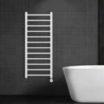 BELRAD SÈCHE-SERVIETTES ÉLECTRIQUE – AVEC THERMOSTAT NUMÉRIQUE PROGRAMMABLE – RACCORD À DROITE – 413W – 1200X500 MM – BLANC