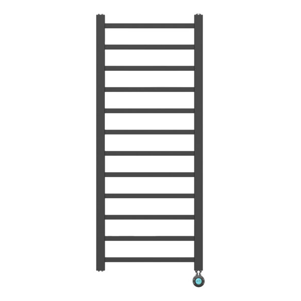 BELRAD SÈCHE-SERVIETTES ÉLECTRIQUE – AVEC THERMOSTAT NUMÉRIQUE PROGRAMMABLE – RACCORD À DROITE – 413W – 1200X500 MM – NOIR MAT