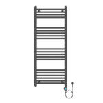 BELRAD SÈCHE-SERVIETTES ÉLECTRIQUE – AVEC THERMOSTAT NUMÉRIQUE PROGRAMMABLE – SMART WIFI - RACCORD À DROITE – 700W – 1200X500 MM – NOIR MAT