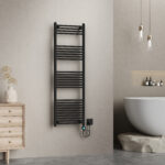 BELRAD SÈCHE-SERVIETTES ÉLECTRIQUE – AVEC THERMOSTAT NUMÉRIQUE PROGRAMMABLE – SMART WIFI - RACCORD À DROITE – 900W – 1600X500 MM – NOIR MAT