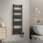 BELRAD SÈCHE-SERVIETTES ÉLECTRIQUE – AVEC THERMOSTAT NUMÉRIQUE PROGRAMMABLE – SMART WIFI - RACCORD À DROITE – 1000W – 1800X550 MM – NOIR MAT