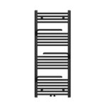 BELRAD RADIATEUR SÈCHE-SERVIETTES - AVEC PORTE-SERVIETTES - RACCORDEMENT GAUCHE-DROITE/CENTRAL - 498 WATT - 1200X500CM - NOIR MAT