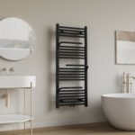 BELRAD RADIATEUR SÈCHE-SERVIETTES - AVEC PORTE-SERVIETTES - RACCORDEMENT GAUCHE-DROITE/CENTRAL - 498 WATT - 1200X500CM - NOIR MAT