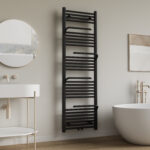 BELRAD RADIATEUR SÈCHE-SERVIETTES - AVEC PORTE-SERVIETTES - RACCORDEMENT GAUCHE-DROITE/CENTRAL - 669 WATT - 1600X500CM - NOIR MAT