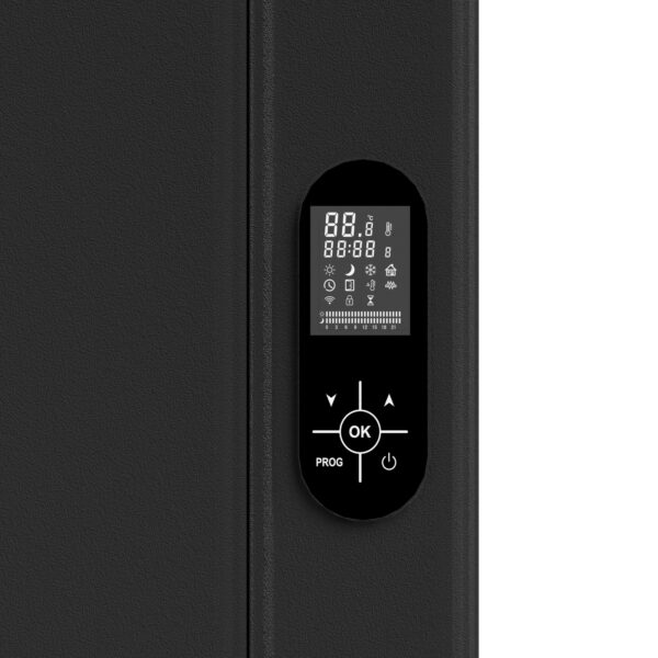 BELRAD RADIATEUR ÉLECTRIQUE – AVEC THERMOSTAT NUMÉRIQUE PROGRAMMABLE – SMART WIFI – 2000W – 1600X608X90 MM – NOIR MAT