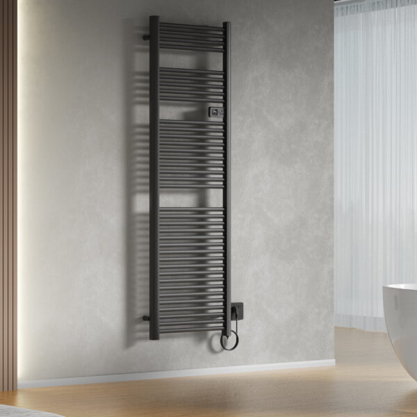 BELRAD SÈCHE-SERVIETTES ÉLECTRIQUE – AVEC THERMOSTAT NUMÉRIQUE PROGRAMMABLE – SMART WIFI - 1000W – 1800X540X133 MM – NOIR MAT