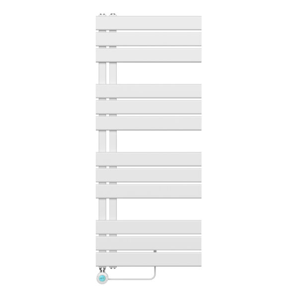 BELRAD SÈCHE-SERVIETTES ÉLECTRIQUE – AVEC THERMOSTAT NUMÉRIQUE PROGRAMMABLE – RACCORD À GAUCHE – 593W – 1200X500 MM – BLANC