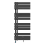 BELRAD SÈCHE-SERVIETTES ÉLECTRIQUE – AVEC THERMOSTAT NUMÉRIQUE PROGRAMMABLE – RACCORD À GAUCHE – 593W – 1200X500 MM – NOIR MAT