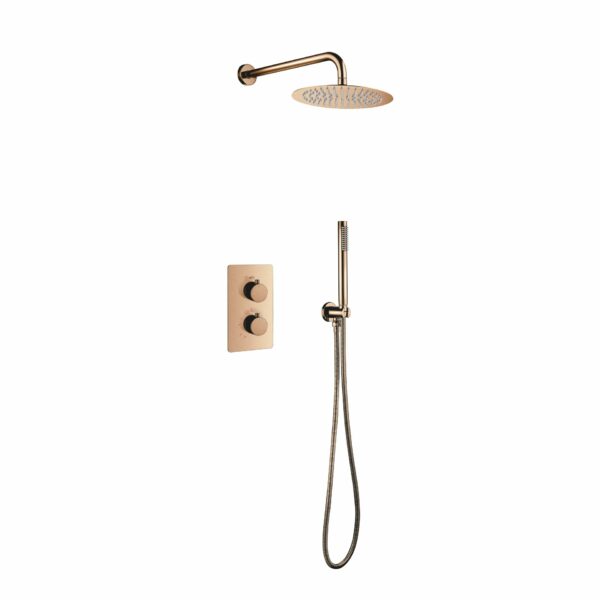 Aloni ensemble de douche thermostatique encastré 25 cm — cuivre brossé