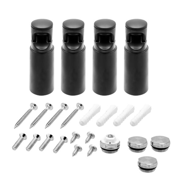 Kit de montage pour sèche-serviettes — 4 pièces — noir mat