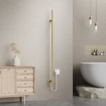 BELRAD ROD SÈCHE-SERVIETTES À TIGE - ÉLECTRIQUE - SIMPLE - 60W - Ø2,5CM - 150X6,3X12,7 CM - OR BROSSÉ