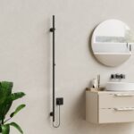 BELRAD ROD SÈCHE-SERVIETTES À TIGE - ÉLECTRIQUE - SIMPLE - 60W - Ø2,5CM - 150X6,3X12,7 CM - NOIR MAT