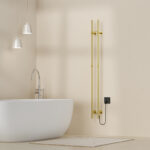 BELRAD ROD SÈCHE-SERVIETTES À TIGE - ÉLECTRIQUE - DOUBLE - 120W - Ø2,5CM - 150X16,8X12,7 CM - OR BROSSÉ