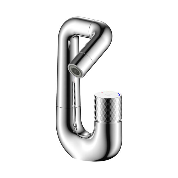Aloni flow mitigeur de lavabo - bouton poussoir - bec pivotable - chrome