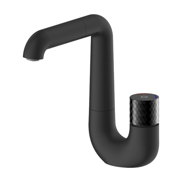 Aloni flow mitigeur de lavabo - bouton poussoir - bec pivotable - noir mat