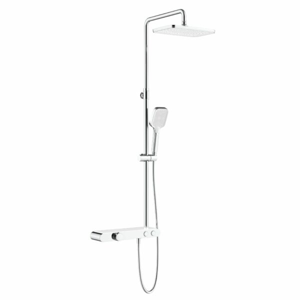 Aloni ensemble de douche thermostatique avec tablette — chrome et blanc