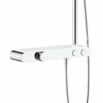 Aloni ensemble de douche thermostatique avec tablette — chrome et blanc