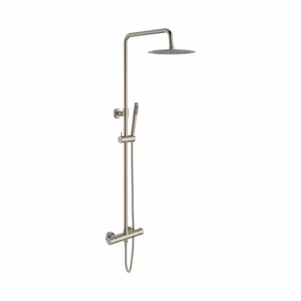 Aloni Optima Rondo ensemble de douche thermostatique Cool Touch — inox brossé