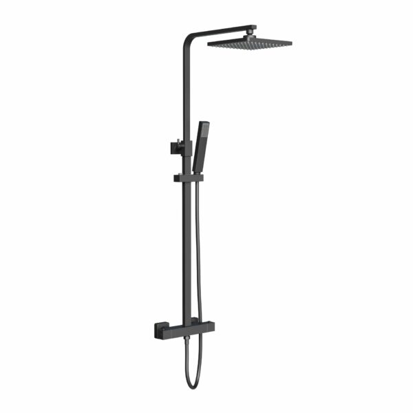 Aloni Optima Quadro ensemble de douche thermostatique 22 cm — noir mat