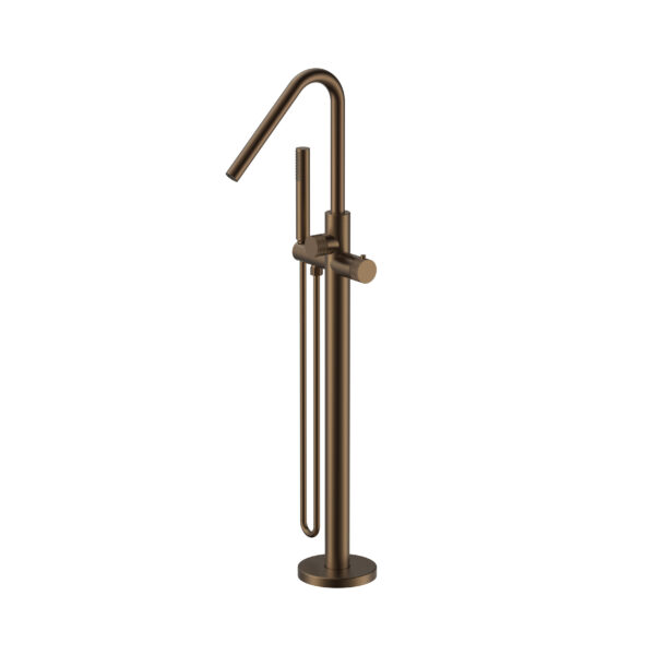 Stria mitigeur de baignoire sur pied thermostatique avec douchette — brun bronzé PVD