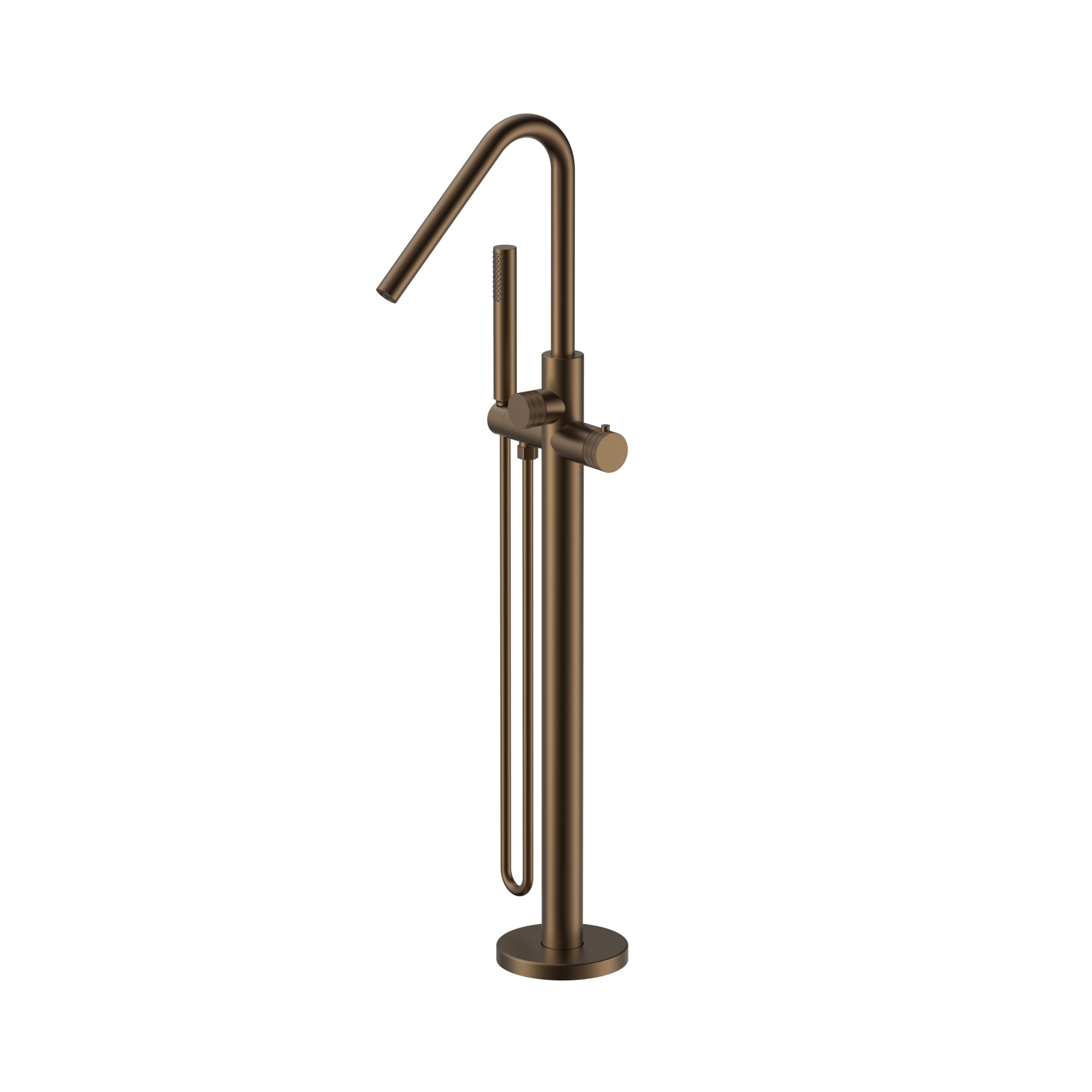 PRM4675-BB.jpg Stria mitigeur de baignoire sur pied thermostatique avec douchette — brun bronzé PVD