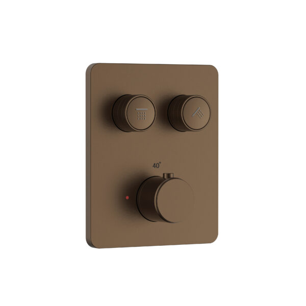Stria mitigeur de douche encastré thermostatique 2 voies à boutons-poussoirs — brun bronzé PVD