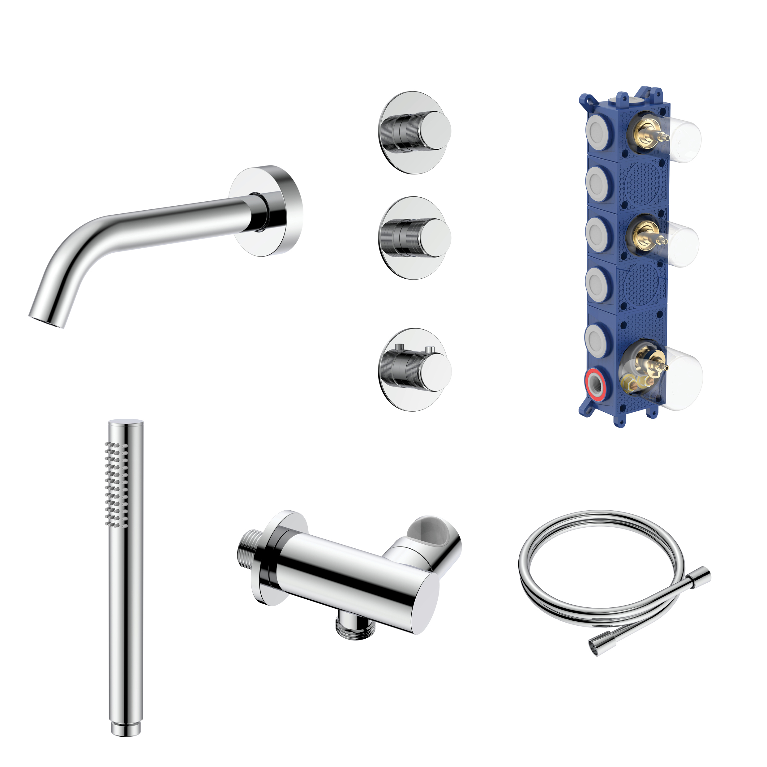 PRM6020B1-C_KIT.jpg Stria ensemble bain-douche encastré thermostatique 2 voies — deux robinets d’arrêt — chrome