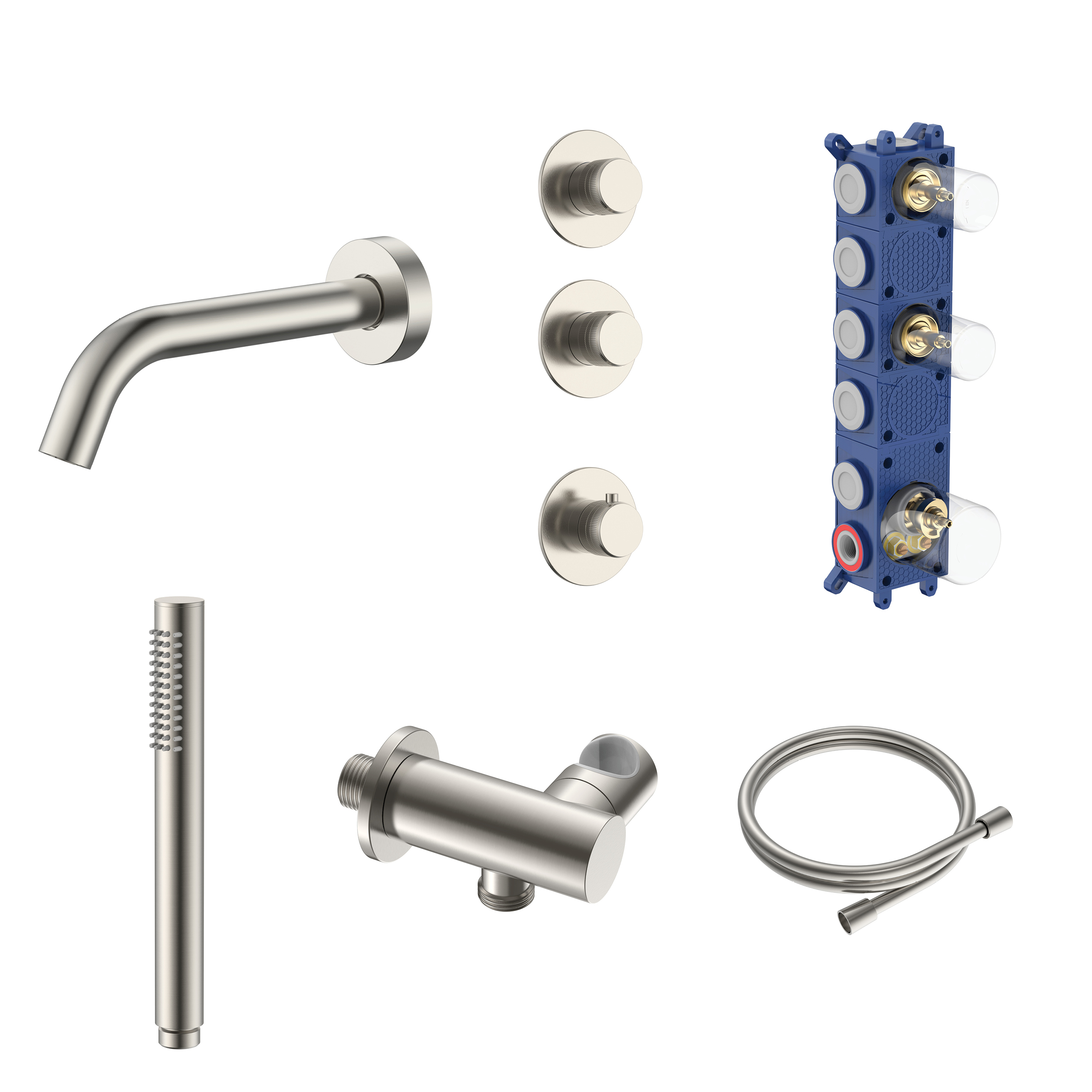 PRM6020B1-RVS_KIT.jpg Stria ensemble bain-douche encastré thermostatique 2 voies — deux robinets d’arrêt — inox brossé
