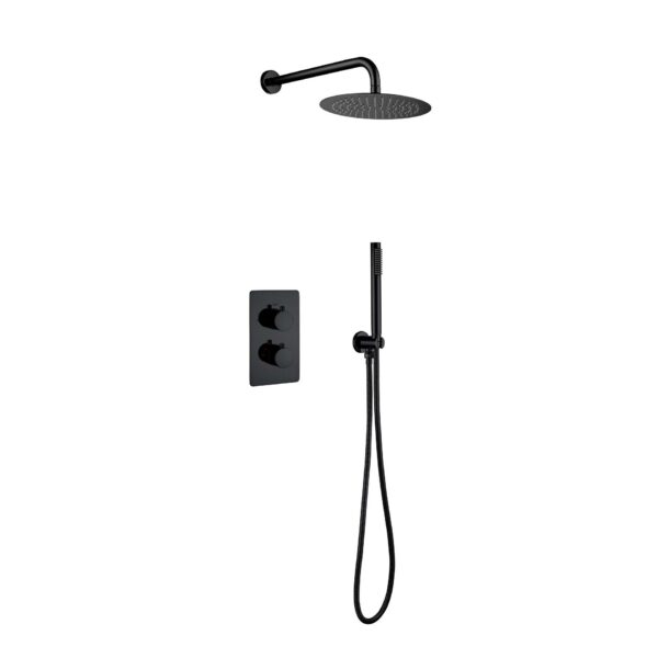 Aloni ensemble de douche thermostatique encastré 25 cm — noir mat