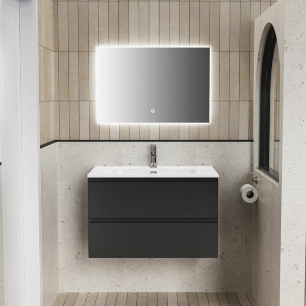 Meuble de salle de bain 80 noir mat