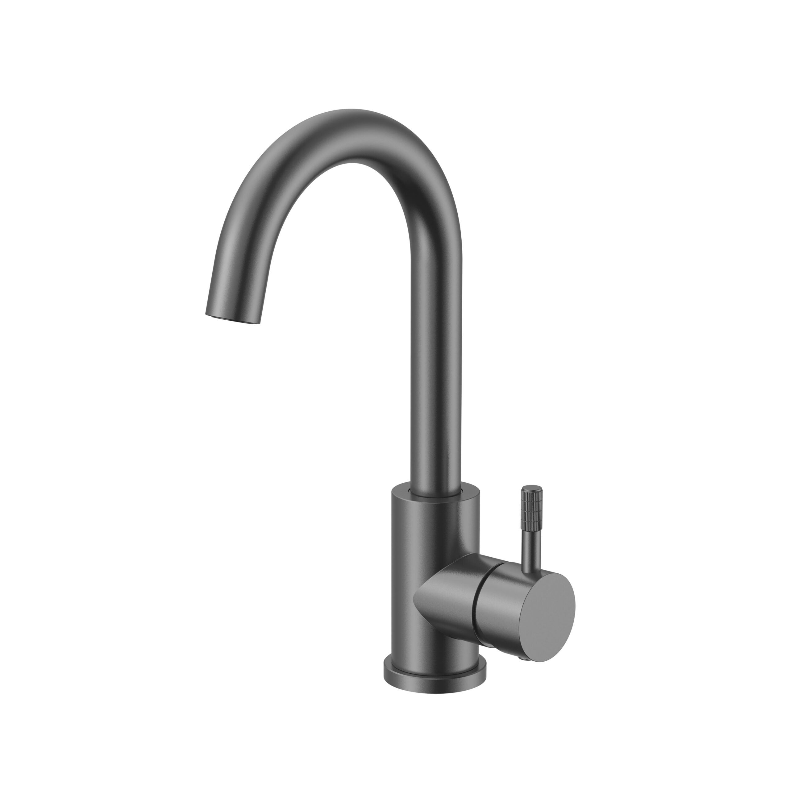 prm1312-gg.jpg Stria mitigeur lavabo – bec courbé – mobile – démarrage à froid – poignée avec structure striée raffinée – sans bonde – gunmetal (PVD)
