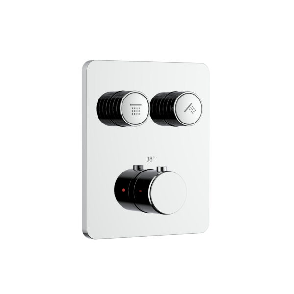 Stria mitigeur de douche encastré thermostatique 2 voies à boutons-poussoirs — chrome