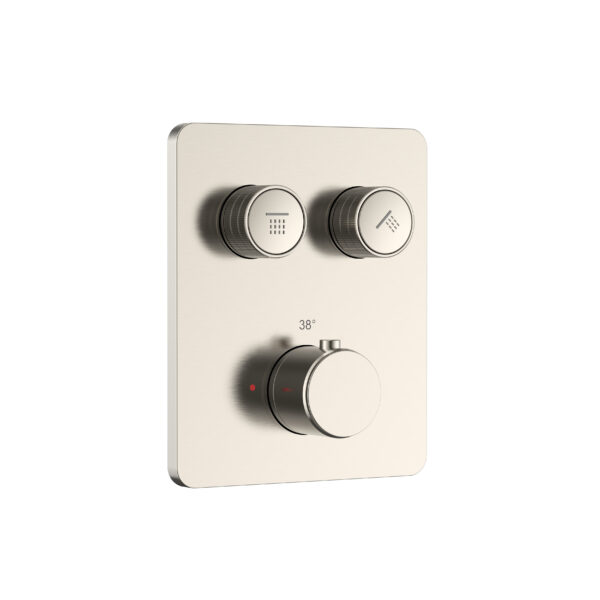 Stria mitigeur de douche encastré thermostatique 2 voies à boutons-poussoirs — inox brossé